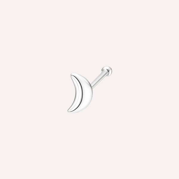 Piercing Nariz Luna con Tope — Plata 925