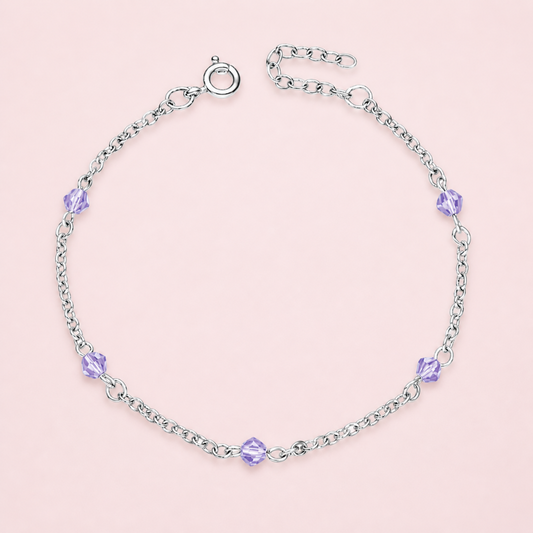 Pulsera Cristales Swarovski Violeta -  Plata 925